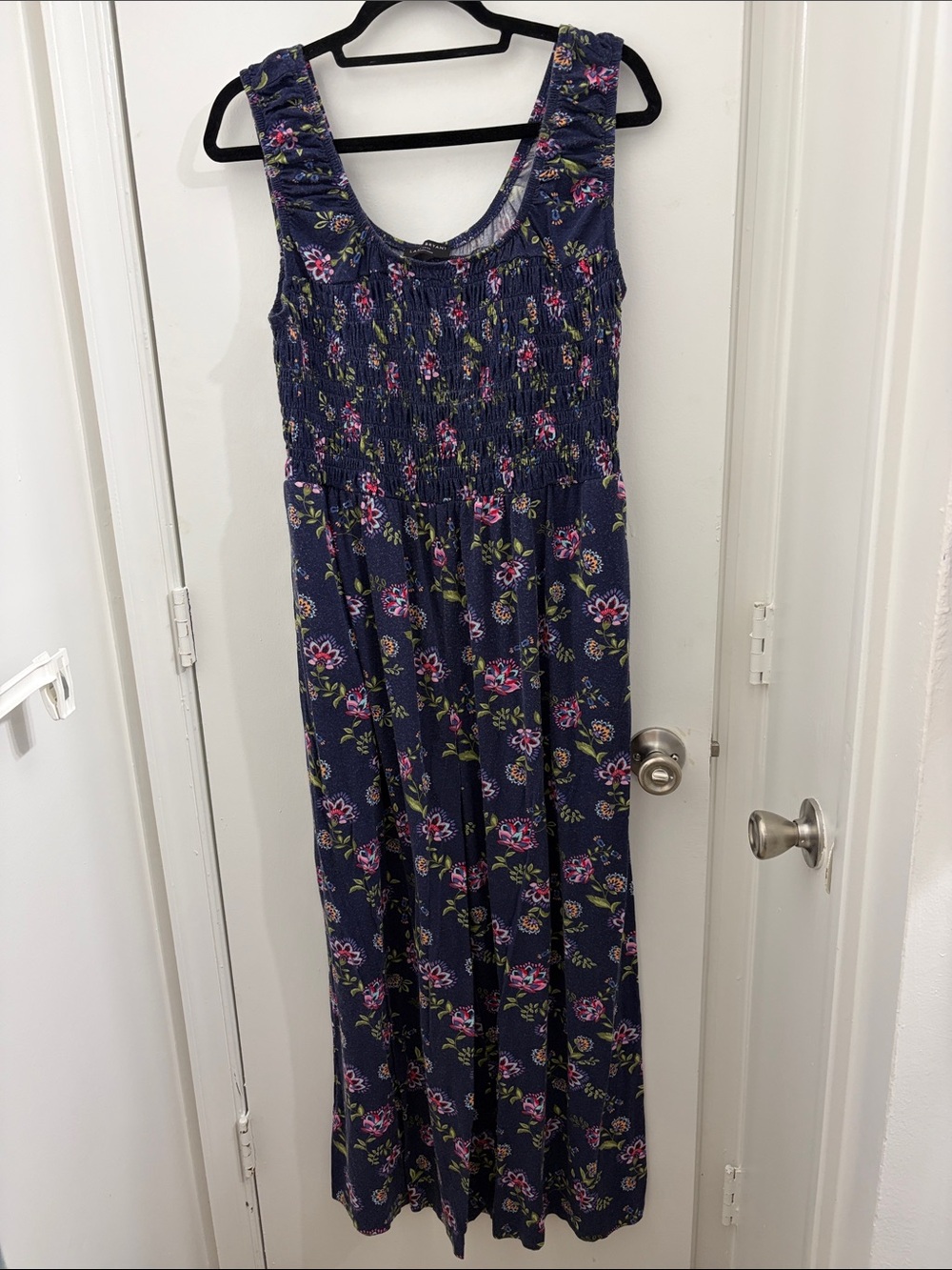 Lane Bryant Navy Smocked jumpsuit romper wide leg size 18/20 GUC